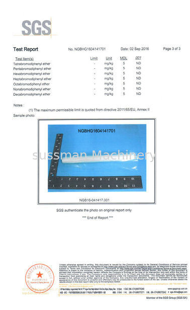 CHINA Sussman Machinery(Wuxi) Co.,Ltd Certificaten